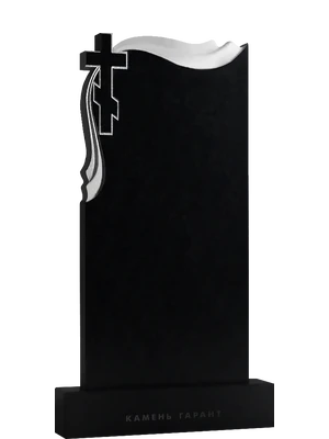 Православный памятник из черного гранита с боковым крестом